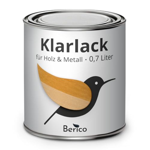 Berico Klarlack - Farblose Versiegelung für den Außenbereich - Für Holz und Metall - 0,7 Liter - Transparenter, glänzender Schutzanstrich - Für lackierte Flächen oder als alleiniger Anstrich Berico Klarlack - Farblose Versiegelung für den Außenbereich - Für Holz und Metall - 0,7 Liter - Transparenter, glänzender Schutzanstrich - Für lackierte Flächen oder als alleiniger Anstrich von Berico