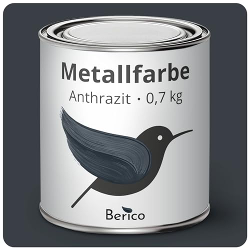 Berico Metallfarbe - Anthrazit-Grau - 0,7 Kg - 3in1 Premium Metallschutzlack - Direkt auf Rost - Für Innen und Außen von Berico