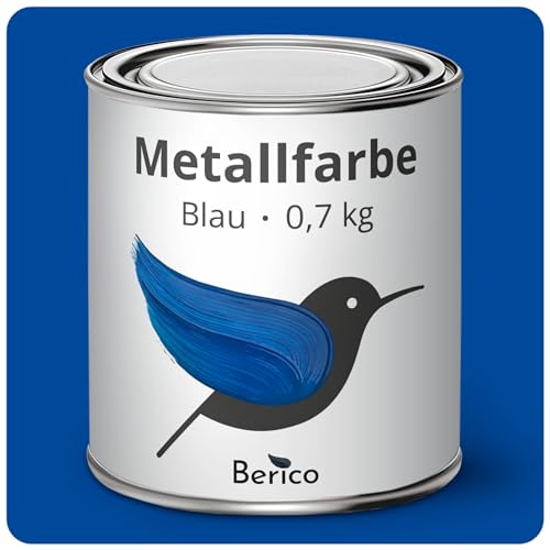Berico Metallfarbe - Blau - 0,7 Kg - 3in1 Premium Metallschutzlack - Direkt auf Rost - Für Stahl, Zink, Aluminium und Eisen von Berico