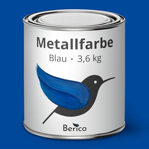 Berico Metallfarbe - Blau - 3,6 Kg - 3in1 Premium Metallschutzlack - Direkt auf Rost - Für Stahl, Zink, Aluminium und Eisen von Berico