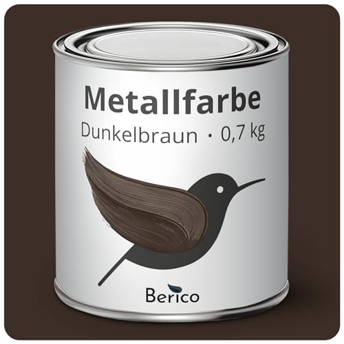 Berico Metallfarbe - Dunkelbraun - 0,7 Kg - 3in1 Premium Metallschutzlack - Direkt auf Rost - Für Stahl, Zink, Aluminium und Eisen von Berico