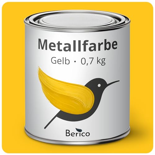Berico Metallfarbe - Gelb - 0,7 Kg - 3in1 Premium Metallschutzlack - Direkt auf Rost - Für Stahl, Zink, Aluminium und Eisen von Berico