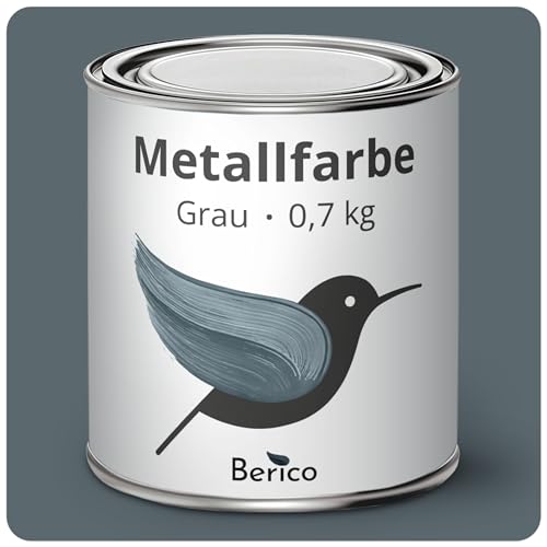 Berico Metallfarbe - Grau - 0,7 Kg - 3in1 Premium Metallschutzlack - Direkt auf Rost - Für Stahl, Zink, Aluminium und Eisen von Berico