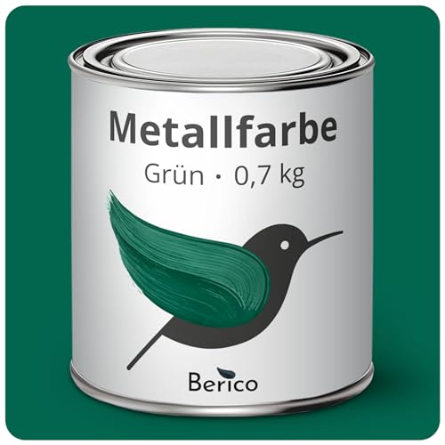 Berico Metallfarbe - Grün - 0,7 Kg - 3in1 Premium Metallschutzlack - Direkt auf Rost - Für Stahl, Zink, Aluminium und Eisen von Berico