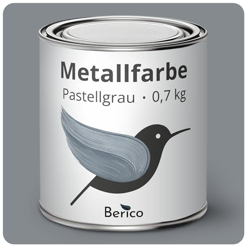 Berico Metallfarbe - Pastellgrau - 0,7 Kg - 3in1 Premium Metallschutzlack - Direkt auf Rost - Für Stahl, Zink, Aluminium und Eisen von Berico