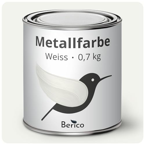 Berico Metallfarbe - Weiss - 0,7 Kg - 3in1 Premium Metallschutzlack - Direkt auf Rost - Für Stahl, Zink, Aluminium und Eisen von Berico