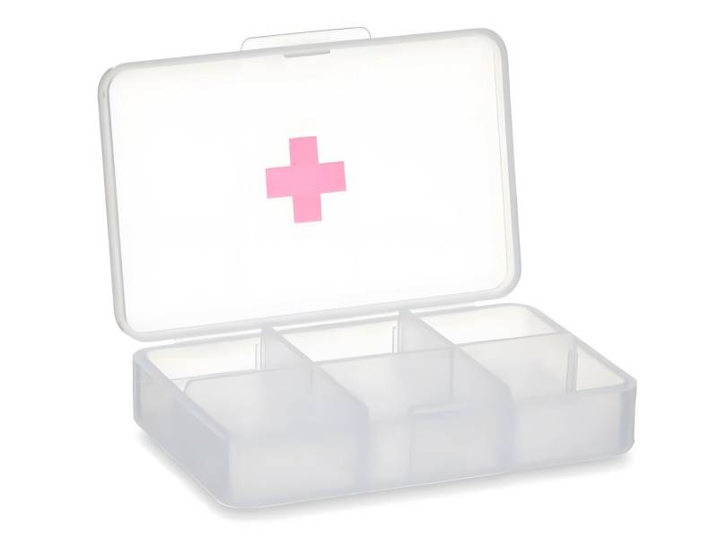 Berilo Pillendose PILLENBOX mit 6 Fächer aus Kunststoff Pillendose Tablettenbox 21, Tablettendose Medikamentendose Medikamentenbox Pillen Dose von Berilo