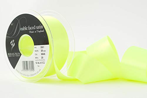 Berisfords 3501 Doppelseitiges Satinband, Polyester, Flo Yellow, 35 mm, 20 Berisfords 3501 Doppelseitiges Satinband, Polyester, Flo Yellow, 35 mm, 20 von Berisfords
