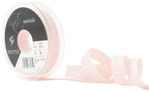 Berisfords Rustikales Gingham-Band, Rose, 15 mm, 20 von Berisfords