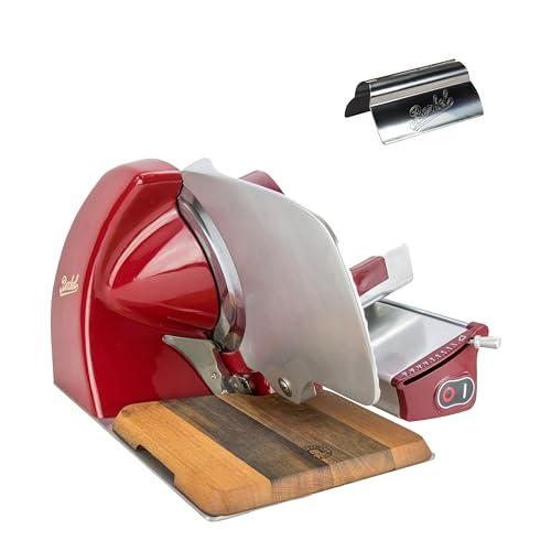 Berkel Aufschnittmaschine Home Line 250 in rot - Premium Schneidemaschine inkl. handgefertigtem Einlegebrett aus Fassholz + zusätzlich Aufschnittzange original von Berkel - Sonderangebot von Berkel