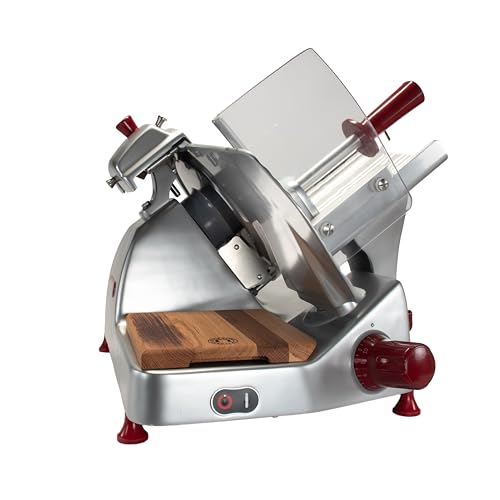 Berkel Aufschnittmaschine Pro Line XS 25 in silber - Profi Allesschneider für Ihre Küche + handgefertigtes Fassholzbrett Unikat von Berkel