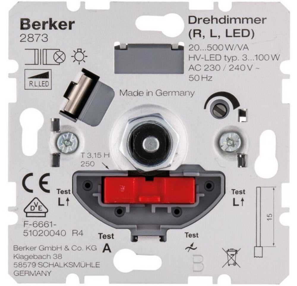 Berker Abdeckrahmen Berker Drehdimmer 20-500W/VA 2873 von Berker