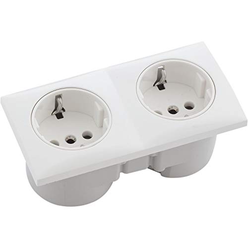 Berker Doppelsteckdose Integro Flow weiß | inkl. Sekundärleitung, Kunststoff polarweiß glänzend von Berker