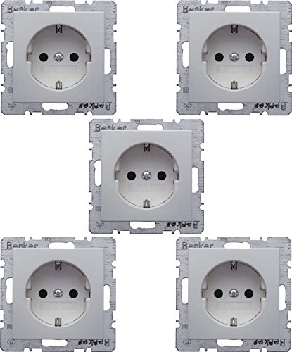 Berker SCHUKO-Steckdose pws/gl 47438989 mit Steckklemmen B.1;B.3;B.7;S.1 Steckdose 4011334277552 (5er Set) (5-Stück) von Berker