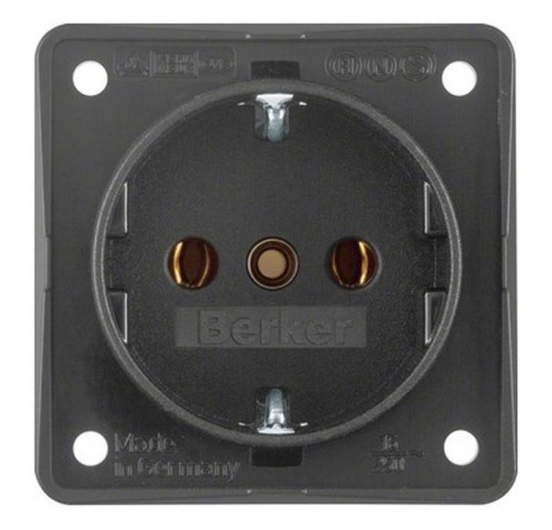 Berker Unterputz-Steckdose, 1f anthrazit matt INTEGRO Einbau IP44 horizontal/vertikal Vollplatte von Berker
