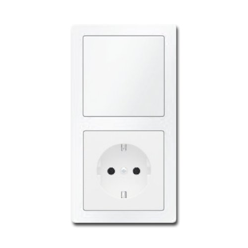 Komplett-Set BERKER, 2-fach Kombination, Wechselschalter / Steckdose -weiß- von Berker