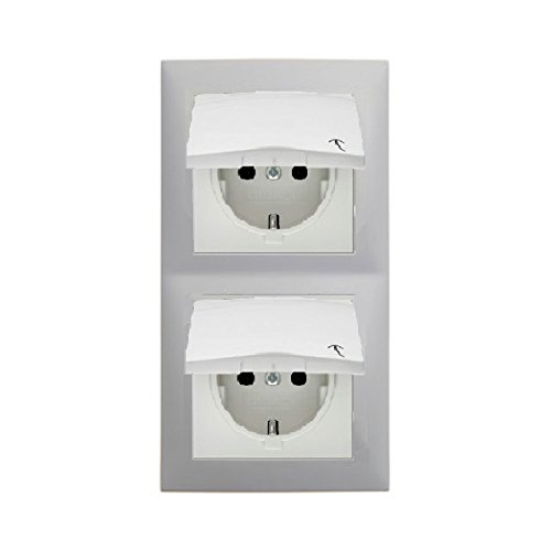 Komplett-Set Berker S.1 Abdeckrahmen, 2-fach - Polarweiß, glänzend mit 2x Steckdose, Klappdeckel -BERKER- -weiß- Komplett-Set Berker S.1 Abdeckrahmen, 2-fach - Polarweiß, glänzend mit 2x Steckdose, Klappdeckel -BERKER- -weiß- von Berker