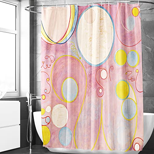 Berkin Arts Badezimmer Duschvorhang-Set 180 x 180 cm Wasserdichtes Polyester mit Haken Geometrische Abstrakte Kunst Pink Bunte Jugendstil (Nr. 8 von Hilma af Klint) von Berkin Arts