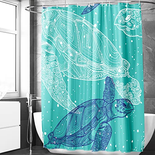 Berkin Arts Badezimmer Duschvorhang-Set 180 x 180 cm Wasserdichtes Polyester mit Haken Weltraumkunst Meeresschildkröten Meereslebewesen von Berkin Arts