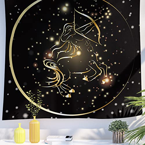 Berkin Arts Decor Wandteppich zum Aufhängen, Hintergrund aus hochwertigem Polyesterstoff Weltraumkunst Zwillinge-Goldstoff 150 x 200 CM von Berkin Arts