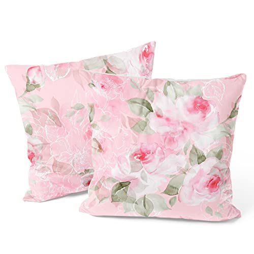 Berkin Arts Dekorative Moderne Blumen Quadrat Kissenhülle 2er Set Kissenbezug 45x45cm Zierkissenbezüge Sofakissen Versteckter Reißverschluss Dekokissen Flauschig Rosa Für Schlafzimmer von Berkin Arts