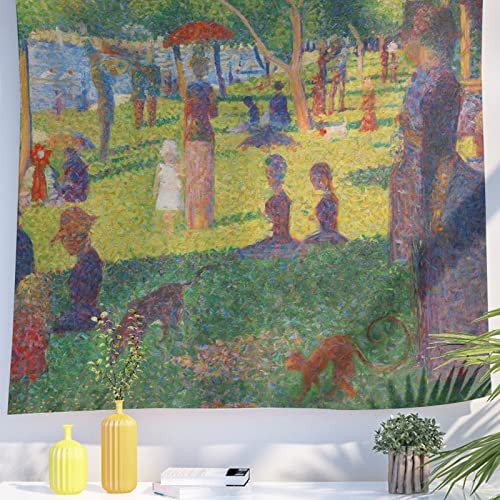 Berkin Arts Kunst Dekor Wandteppich mit Landschaft Design, Wandbehang Tapisserie, ästhetischer Kulisse Weinlese Blumen für Schlafzimmer 150 x 200 cm (Georges Seurat - Ein Sonntag auf La Grande Jatte) von Berkin Arts