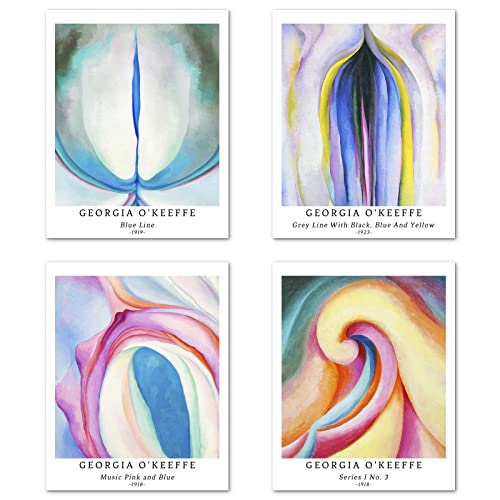 Berkin Arts Kunstdruck Ungerahmt Abstrakt Geometrische Bilder Set von 4, Poster Größe: 28x35 cm Premium Kunstpapier Wanddeko Bunt Fotoanzeige Passenden Wohnzimmer Deko Georgia O'Keeffe Painting von Berkin Arts