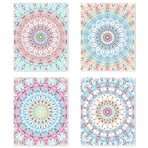 Berkin Arts Kunstdruck Ungerahmt Bilder Set von 4, Poster Größe: 28x35 cm Premium Mandala Kunstpapier Wanddeko Passenden Küche Deko Boho Wandbild Beige Blume Giclee Geometrische Posters von Berkin Arts