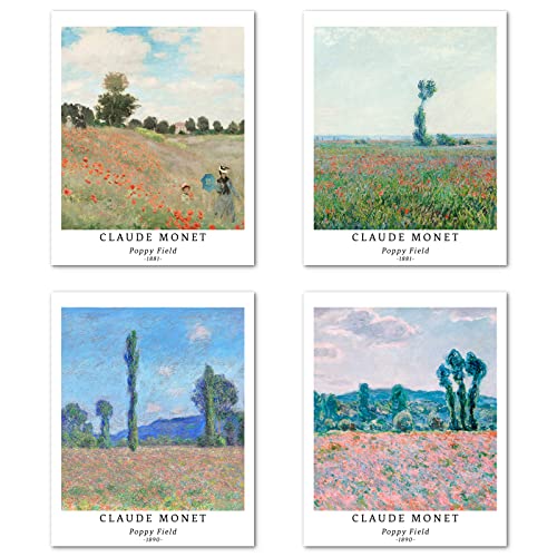 Kunstdruck Ungerahmt Landschaft Bilder Set von 4, Poster Größe: 20x25 cm Premium Kunstpapier Wanddeko Moderne Natur Blumen Baum Wald Fotoalbum Passenden Home Deko Claude Monet Paintings von Berkin Arts