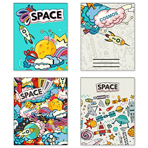 Kunstdruck Ungerahmt Weltraum Universum Bilder Set von 4, Poster Größe: 20x25 cm Premium Kunstpapier Wanddeko Passenden Schlafzimmer Deko Erde Kinderzimmer Space Landschaft für Teenager Prints von Berkin Arts