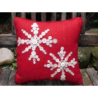 Schneeflocke Kissen Urlaub Dekor, Rotes Sackleinen Kissen, Weihnachtsdekoration, Weihnachtskissen, Weihnachtsgeschenk Für Ihre Schneeflocke Kissen Urlaub Dekor, Rotes Sackleinen Kissen, Weihnachtsdekoration, Weihnachtskissen, Weihnachtsgeschenk Für Ihre von BerkshireCollections