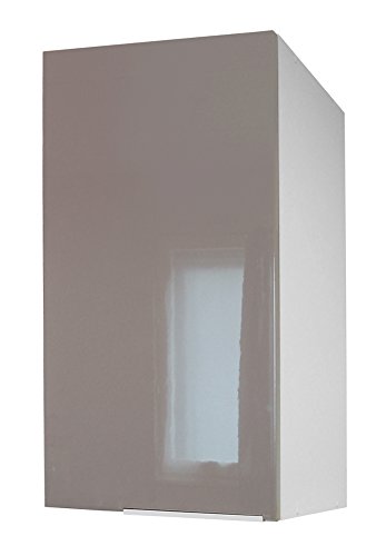 Berlioz Creations CP3HT Hängeschrank für Küche mit 1 Tür in taupefarbenem Hochglanz, 30 x 34 x 70 cm, 100 Prozent französische Herstellung von Berlioz Créations