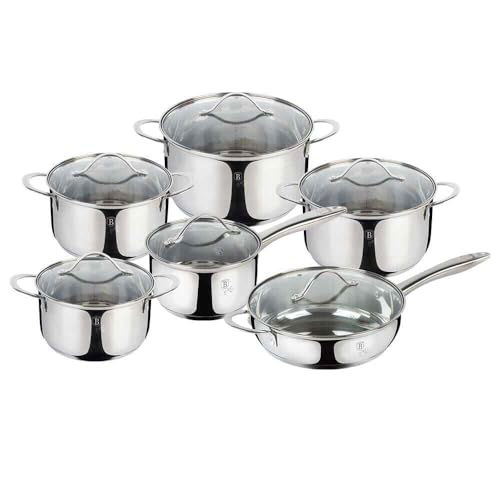 Berlinger Haus 12-teiliges Edelstahl-Kochgeschirr-Set mit Aufläufen, Stielkasserolle, Bratpfanne, Glasdeckel, 5-lagiger Turbo-Induktionsboden, energiesparend, ofenfest, Messskala, kühlbleibende Griffe Berlinger Haus 12-teiliges Edelstahl-Kochgeschirr-Set mit Aufläufen, Stielkasserolle, Bratpfanne, Glasdeckel, 5-lagiger Turbo-Induktionsboden, energiesparend, ofenfest, Messskala, kühlbleibende Griffe von Berlinger Haus