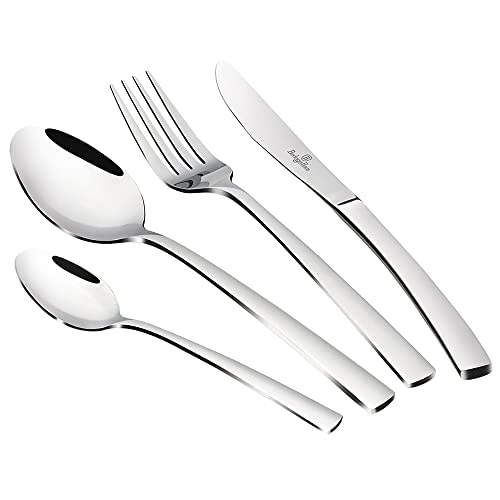 Berlinger Haus 4Silver Besteckset mit 24 Teilen, Edelstahl, Besteck-Set, 6 Personen, Haus, Camping, Hotels, Hochglanzpoliertes Finish von Berlinger Haus