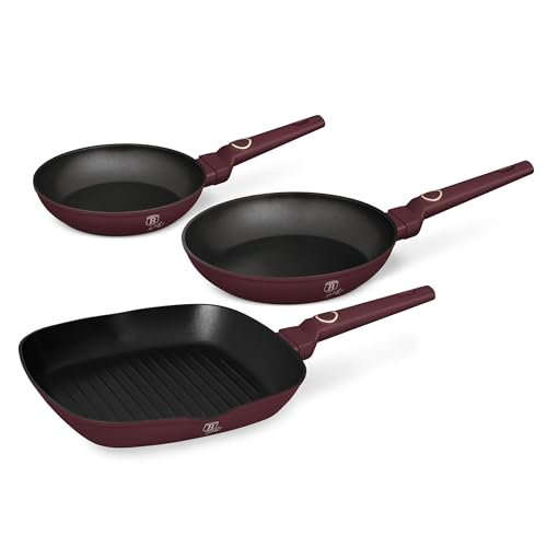 Berlinger Haus Bratpfannen Set 3 Stück (20-24-28cm) TitaniumPro-Beschichtung/matt bordeaux/Induktion/Aluminium mit Antihaftbeschichtung/Leonardo Collection von Berlinger Haus