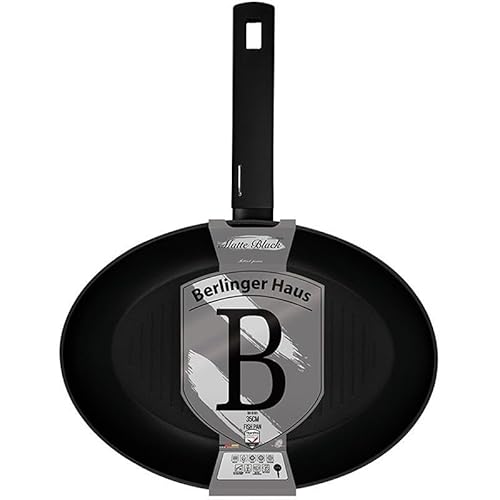 Berlinger Haus Fischpfanne | Titanbeschichtung 35x25 cm für fettarmes Braten | Mattschwarz Design | Für alle Herdarten | Leicht zu reinigen von Berlinger Haus