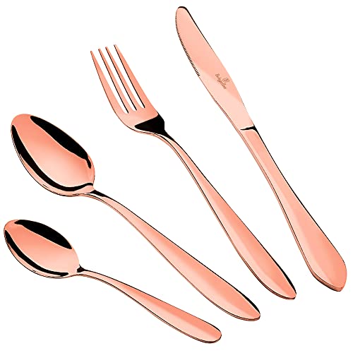 Berlinger Haus Rose Gold Mirror Besteck Gold Komplett 24-teilig Edelstahl Besteck Set 6 Personen Camping Gastronomie Glänzende Oberfläche Modernes und elegantes Design Rosegold von Berlinger Haus