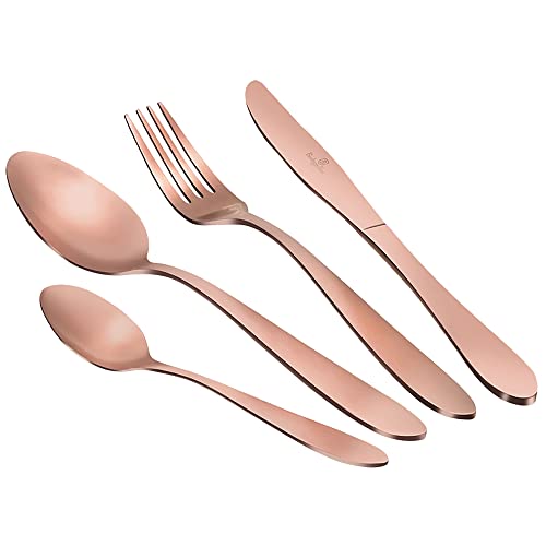 Berlinger Haus Rose Gold Satin Besteckset Gold, matt, 24 Teile, Edelstahl, Besteck-Set, 6 Personen, Camping, Hotels, Satin Finish, Roségold von Berlinger Haus