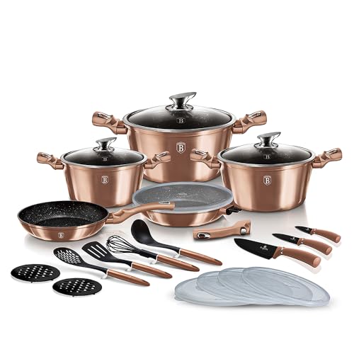 22-teiliges Kochgeschirr-Set mit abnehmbarem Griff, Metallic Line Rose Gold Edition von Berlinger Haus