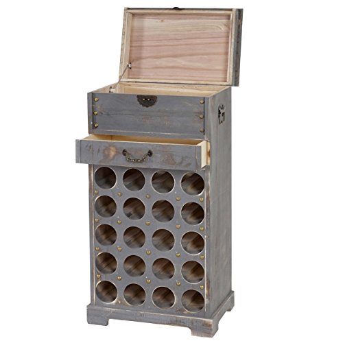 Berlinlodge Weinregal mit Schublade und Truhe Flaschenregal für 20 Flaschen 94x48x31cm Shabby-Look, Vintage Grau Küche Esszimmer Keller Wohnzimmer Flur Büro Deko rustikal Weinschrank Weinständer Berlinlodge Weinregal mit Schublade und Truhe Flaschenregal für 20 Flaschen 94x48x31cm Shabby-Look, Vintage Grau Küche Esszimmer Keller Wohnzimmer Flur Büro Deko rustikal Weinschrank Weinständer von Berlinlodge