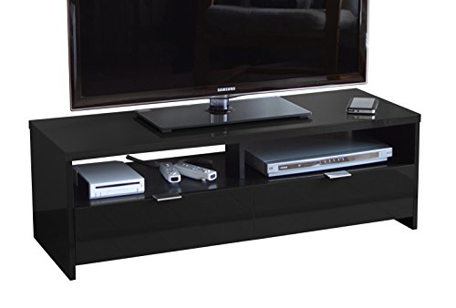Berlioz Creations Banco/Edison Fernsehschrank, in glänzendem Schwarz, 110 x 41 x 38 cm, 100 Prozent französische Herstellung von Berlioz Créations