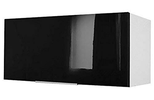 Berlioz Creations CH8HN Hängeschrank für Küche mit Dunstabzugshaube, in schwarzem Hochglanz, 80 x 34 x 35 cm, 100 Prozent französische Herstellung von Berlioz Créations