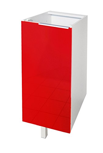 Berlioz Creations CP3BR Unterschrank für Küche mit 1 Tür, in rotem Hochglanz, 30 x 52 x 83 cm, 100 Prozent französische Herstellung von Berlioz Créations