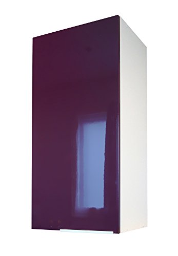 Berlioz Creations CP3HA Hängeschrank für Küche mit 1 Tür in auberginefarbenem Hochglanz, 30 x 34 x 70 cm, 100 Prozent französische Herstellung von Berlioz Créations