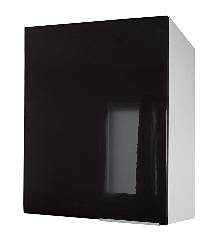 Berlioz Créations CP6HN Hängeschrank für Küche mit 1 Tür in schwarzem Hochglanz, 60 x 34 x 70 cm, 100 Prozent französische Herstellung von BERLIOZ CREATIONS