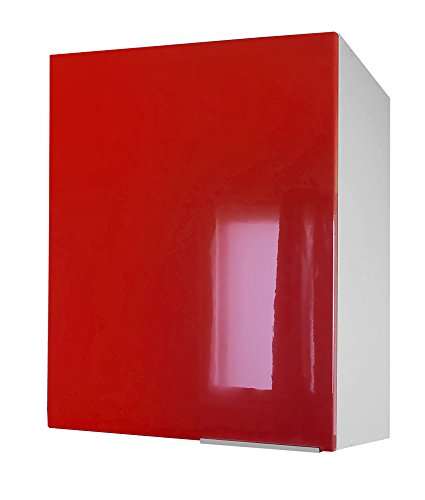 Berlioz Creations CP6HR Hängeschrank für Küche mit Tür in rotem Hochglanz, 60 x 34 x 70 cm, 100 Prozent französische Herstellung von Berlioz Créations