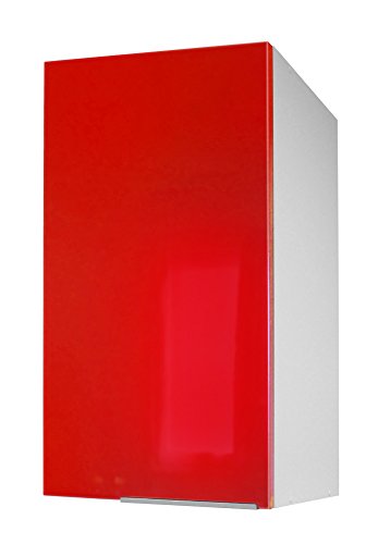 Berlioz Creations CP3HR Hängeschrank für Küche mit 1 Tür in rotem Hochglanz, 30 x 34 x 70 cm, 100 Prozent französische Herstellung von Berlioz Créations