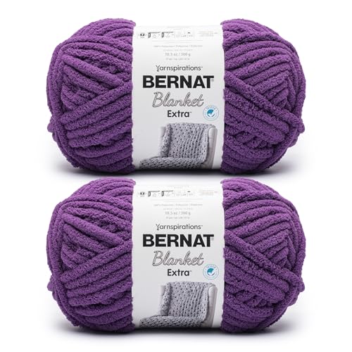 Bernat Blanket Extra – 2 Packungen mit 97 Yards/297.7 g Pow Purple 100% Polyestergarn von Bernat