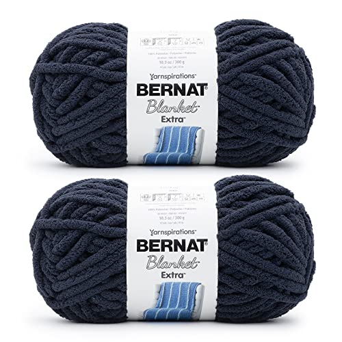 Bernat Blanket Extra Indigo Garn – 2 Stück 300 g – Polyester – 7 Jumbo – 90 Meter – Stricken, Häkeln, Basteln und Amigurumi, grobes Chenille-Garn von Bernat