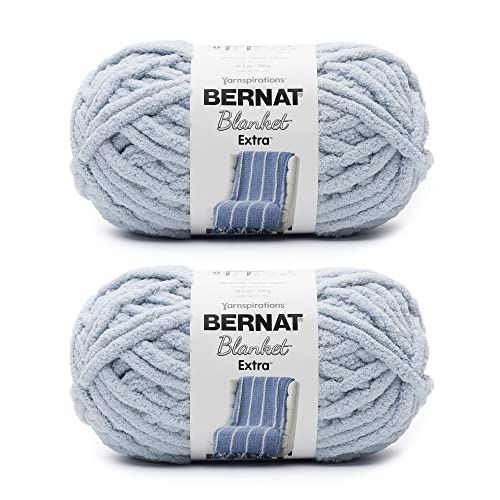 Bernat Decke, extra weiches blaues Garn – 2 Packungen mit 300 g – Polyester – 7 Jumbo – 90 Meter – Stricken, Häkeln, Basteln und Amigurumi, grobes Chenille-Garn von Bernat